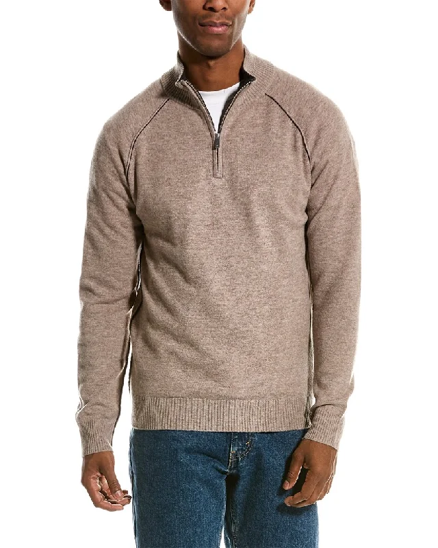 NAADAM Wool & Cashmere-Blend 1/4-Zip Mock Sweater Casual Men's Japanese 