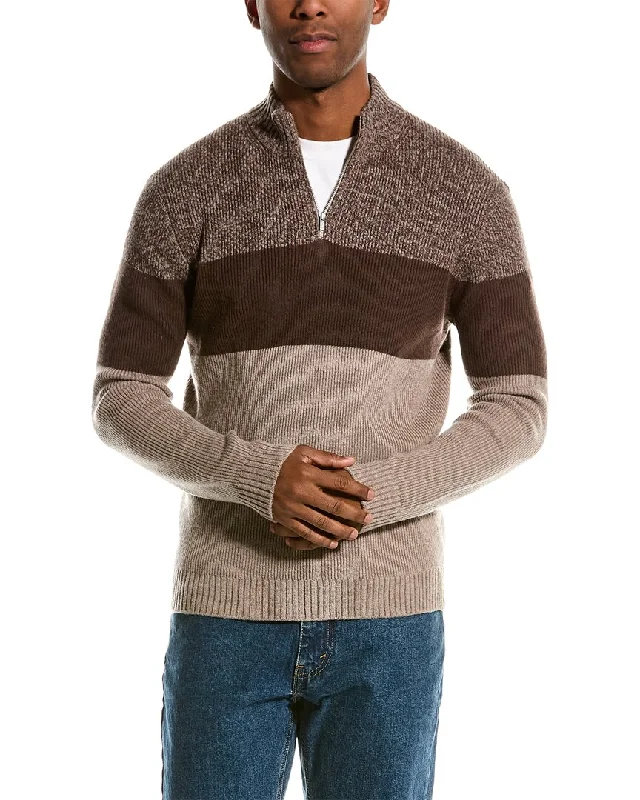 NAADAM Wool & Cashmere-Blend 1/4-Zip Mock Sweater Edgy Men's Punk