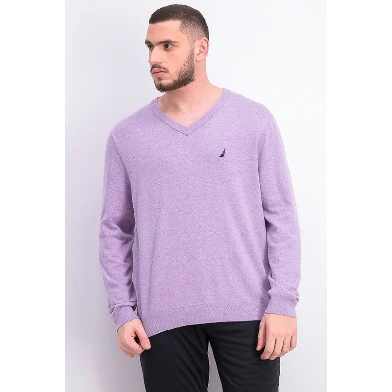 Nautica Men's Light Weight Jersey V-Neck Sweater Med Purple Size Large Casual Men's Loose