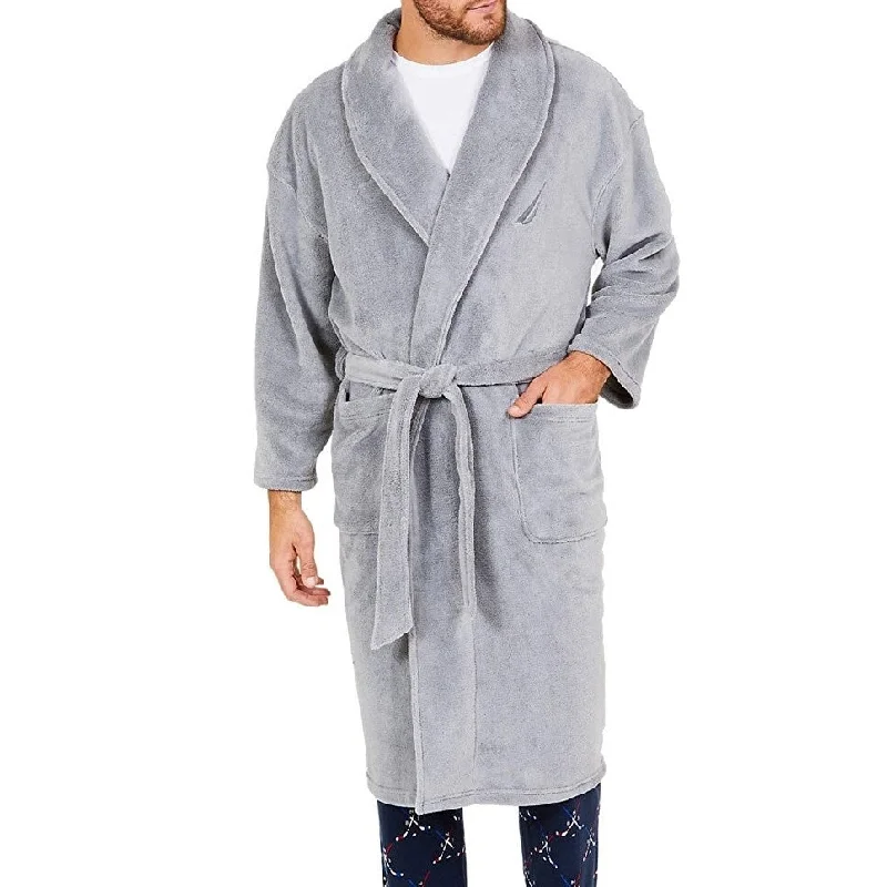 Nautica Men's Shawl Robe Gray Size Regular Tough Men's Military