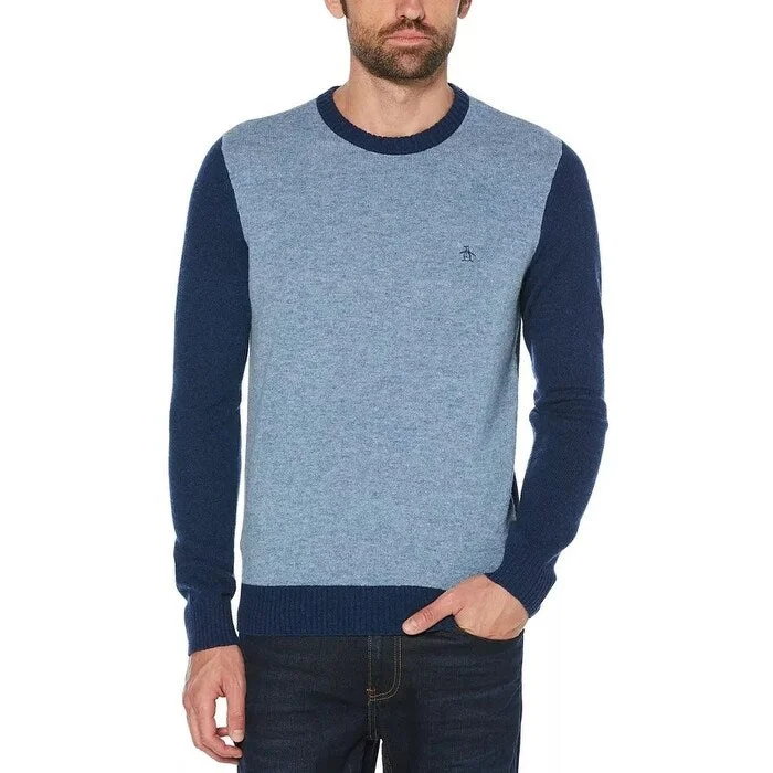 Original Penguin Men's Colorblocked Wool Sweater Blue Size X-Large Traditional Men's Country