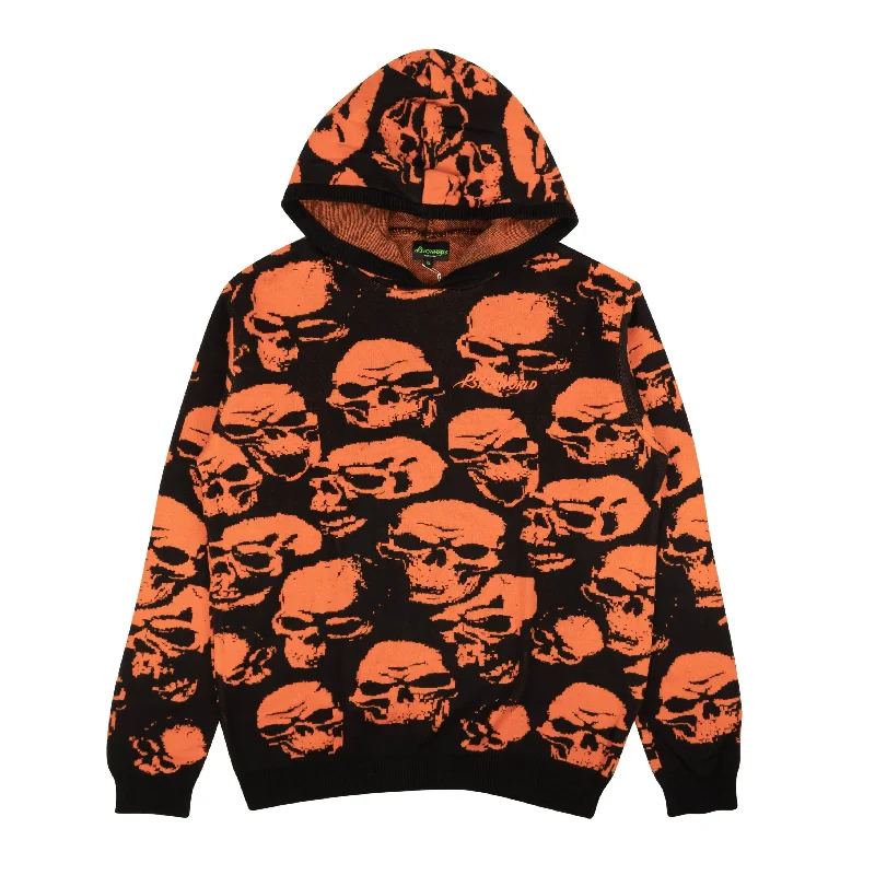 Psychworld Knit Skull Hoodie - Orange Vintage Men's 1970S Disco