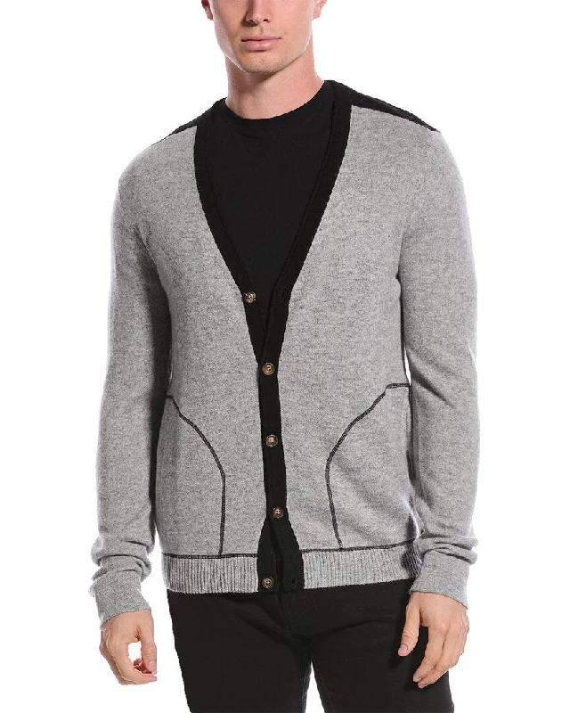 Qi Cashmere Colorblocked Cashmere Cardigan Dapper Men's Bow