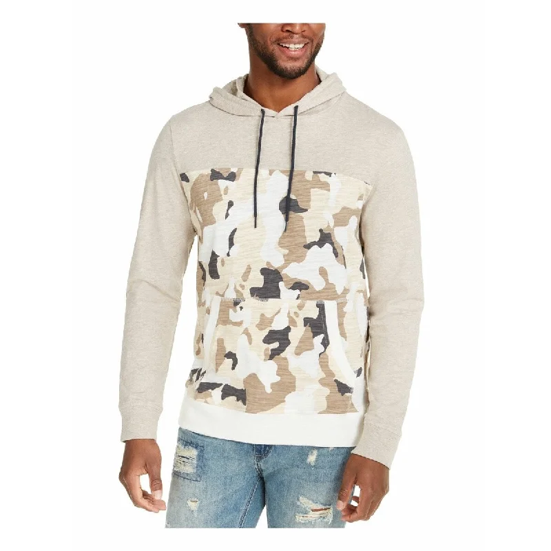 Sun + Stone Men's Camo Blocked Hoodie Beige khaki Size XX-Large Artistic Men's Avant