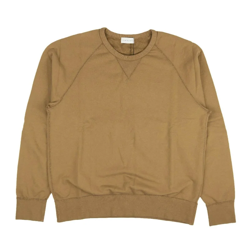 Tan Pullover Long Sleeve Crewneck Sweatshirt Elegant Men's Formal 