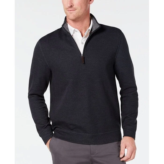 Tasso Elba Men's 1/4-Zip Sweater Black Size Small Masculine Men's Thick