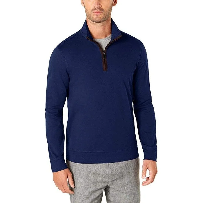 Tasso Elba Men's 1/4-Zip Sweater Blue Size XX-Large Stylish Men's Tropical 