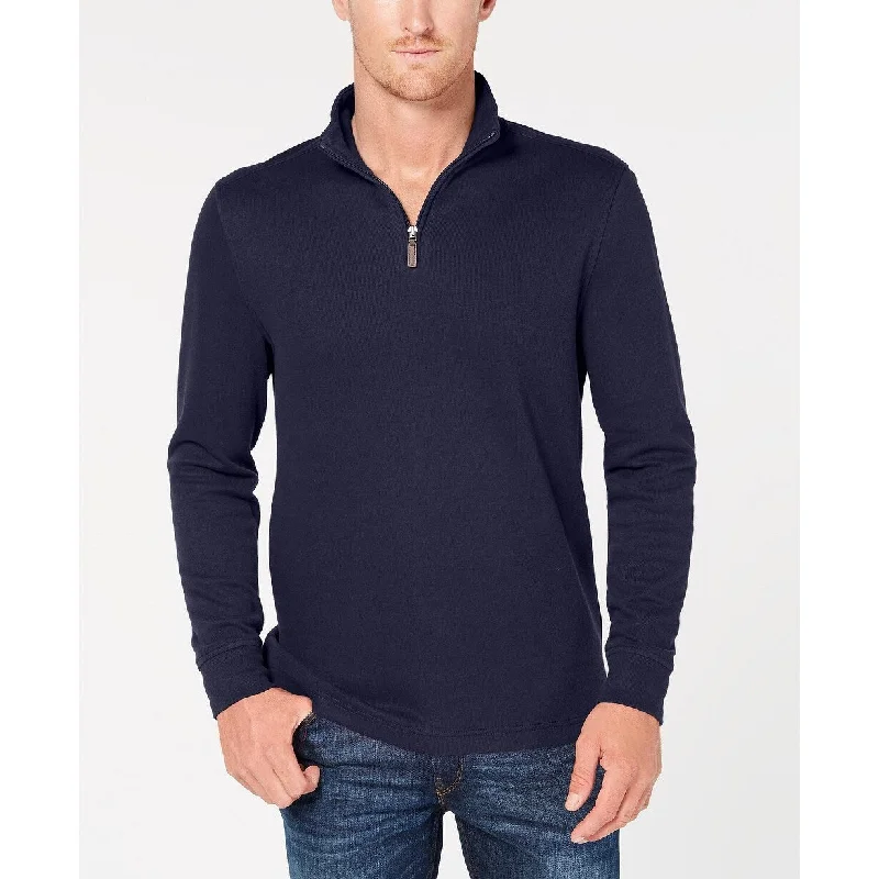 Tasso Elba Men's Birdseye Quarter-Zip Sweater Navy Size Small Refined Men's Hand