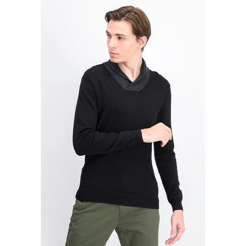 Tasso Elba Men's Shawl-Collar Supima Cotton Sweater Black Size S - Small Refined Men's European