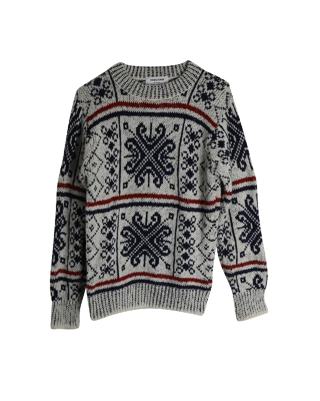 Thom Browne Fair Isle Crewneck Sweater in Multicolor Wool and Mohair Tough Men's Military