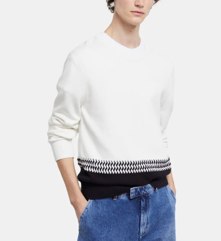 Two-tone Knit Sweater Luxurious Men's High