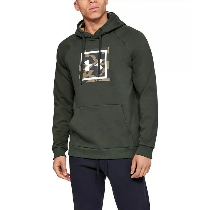 Under Armour Men's Rival Fleece Printed Hoodie Baroque Green Size Small Modern Men's 