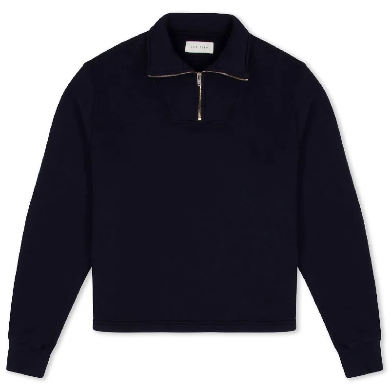 Unisex Half Zip Yacht Pullover In Navy Practical Men's Multi