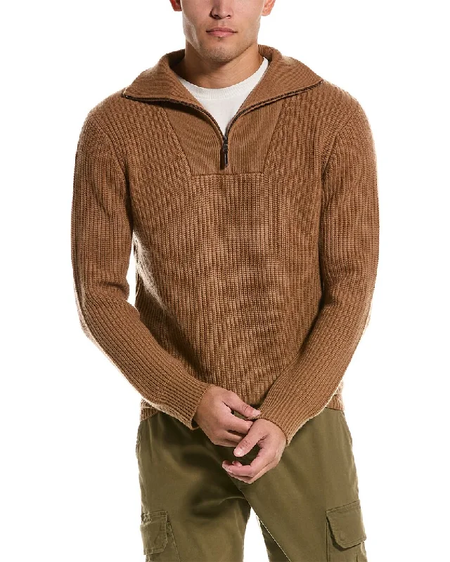 Vince Shaker Stitch Wool & Cashmere-Blend 1/4-Zip Pullover Artistic Men's Hand