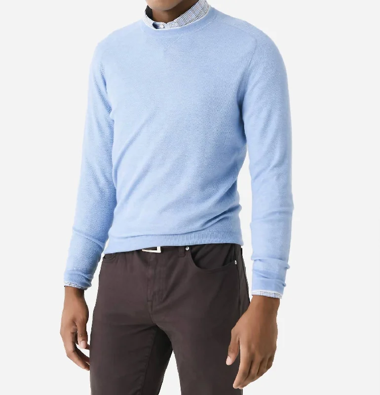 Voyager Cashmere Silk Saddle Shoulder Sweater In Tahoe Blue Edgy Men's Punk