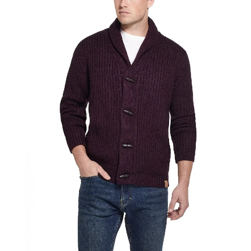 Weatherproof Vintage-Inspired Men's Ribbed Cardigan With Toggles Red Size Medium Refined Men's Velvet