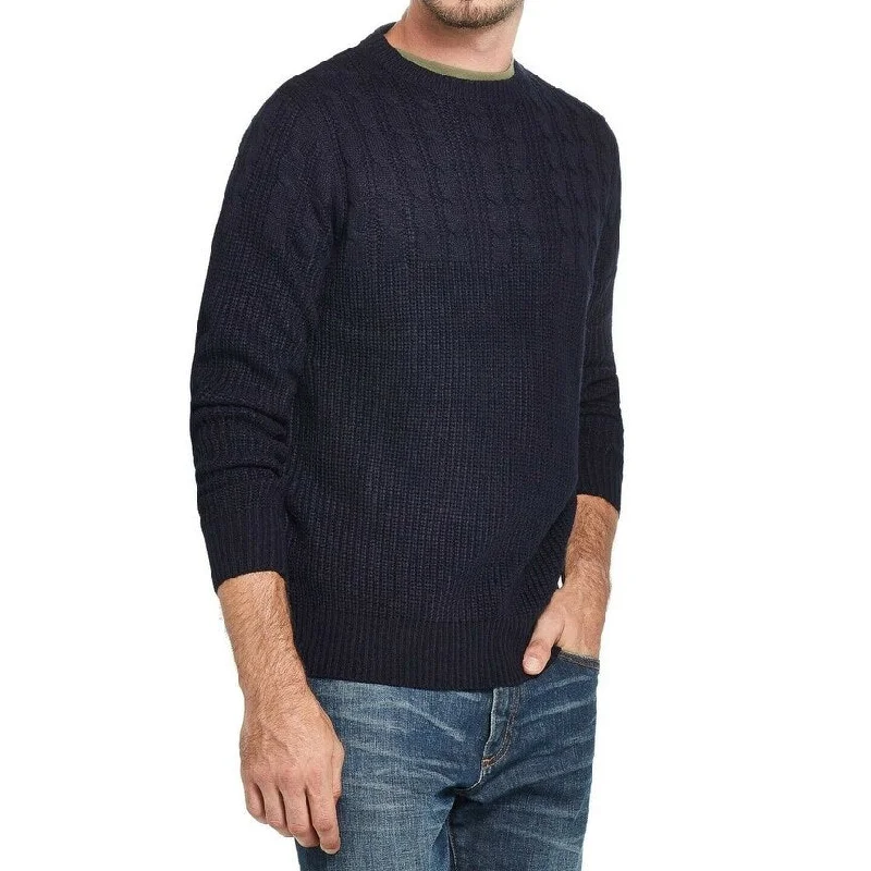 Weatherproof Vintage Men's Cable Yolk Sweater Blue Size Medium Minimalist Men's Casual 