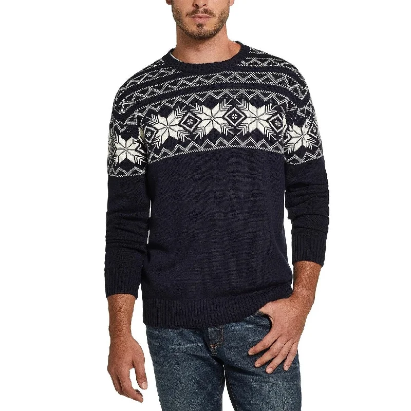 Weatherproof Vintage Men's Snowflake Pattern Sweater Navy Size XXX Large - XXX-Large Bohemian Men's Free