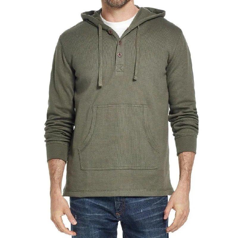 Weatherproof Vintage Men's Textured Henley Hoodie Green Size XX-Large - XXL Dynamic Men's Glow