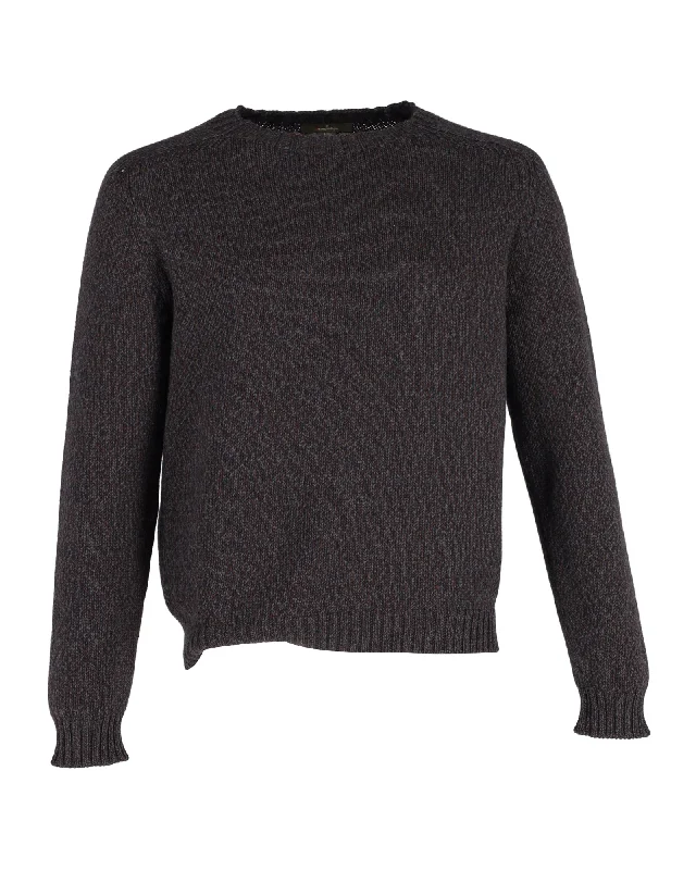 Zegna Crewneck Jumper in Brown Cashmere and Silk Hip Men's Urban