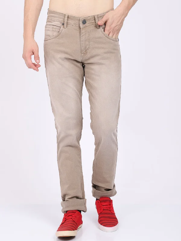 Men's Ultra Narrow fit Heavy Fade Khaki  Jeans Dynamic Men's High