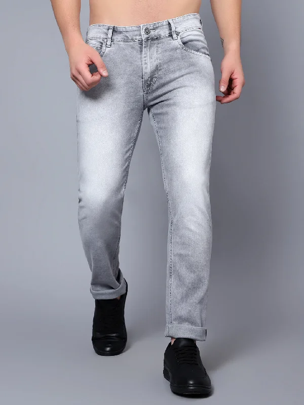 Men's Ultra Narrow fit Heavy Fade Grey  Jeans Refined Men's European