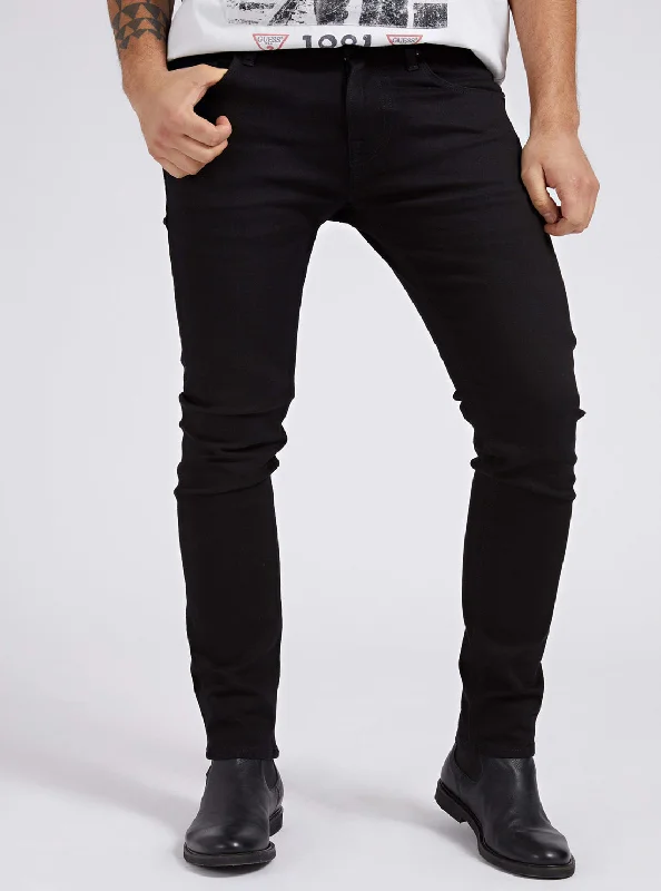 Chris Mid-Rise Super Skinny Denim Jeans in Black Adventure