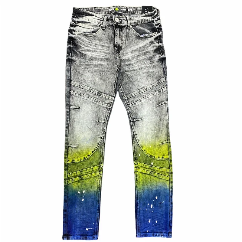 Create 2mrw Paint Splattered Denim Jeans (Grey) CF0603 Cozy Men's Sherpa