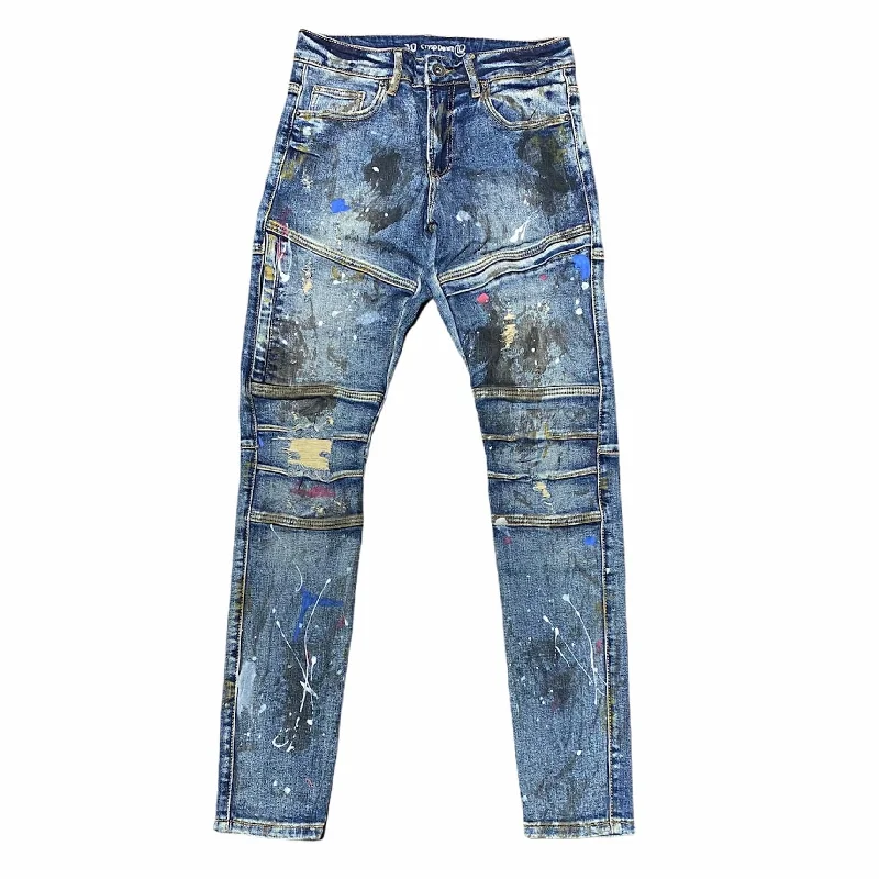 Crysp Kurt Denim Jeans (Indigo Paint) CRYSPHOL20-124 Cool Men's Distressed