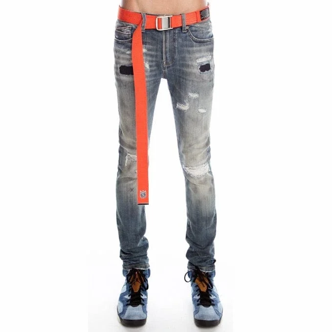 Cult Punk Super Skinny Stretch Belted Jeans (Flea) 620B10-SS06G Unique Men's Patch