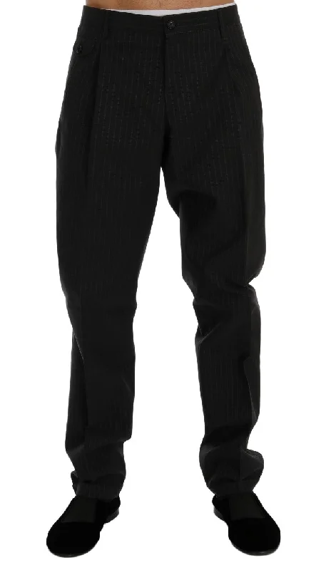 Dolce & Gabbana Elegant Striped Straight Fit Dress Men's Trousers Unique Men's Upcycled