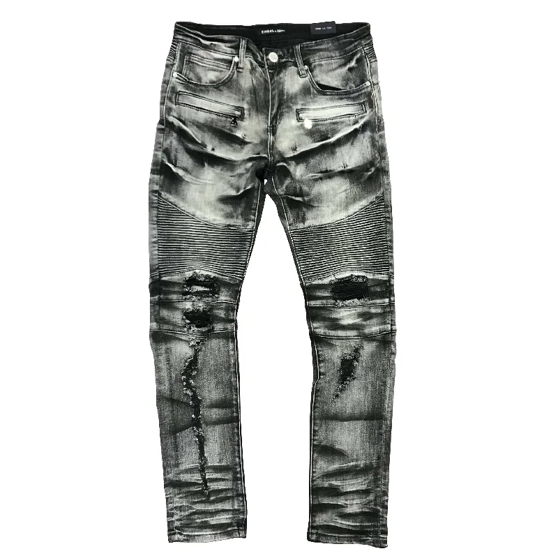 Embellish Hayes Distressed Biker Jean (Gray Washed) - EMBH19-119 Masculine Men's Thick