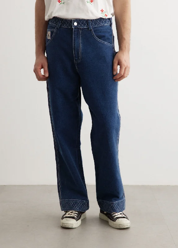 Embroidered Denim Knolly Brook Trousers Laid