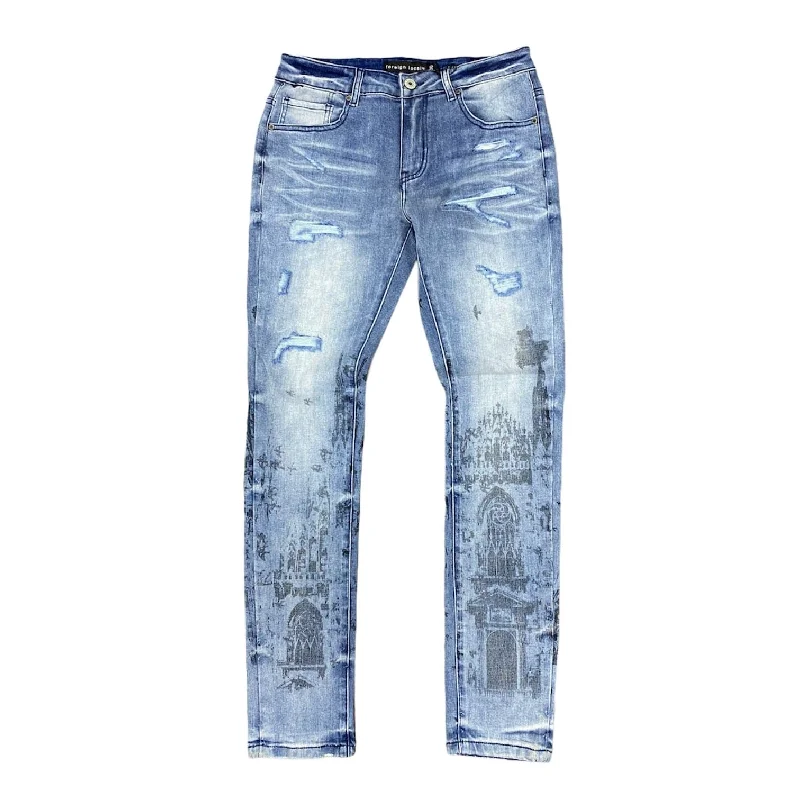 Foreign Local Church Jeans (Blue) FL-202039P Bold Men's Statement