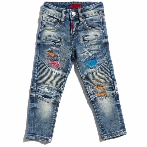 Haus Of Jr Kids Hamlin Biker Denim (Light Indigo) HOJFA20-101 Modern Men's Geometric