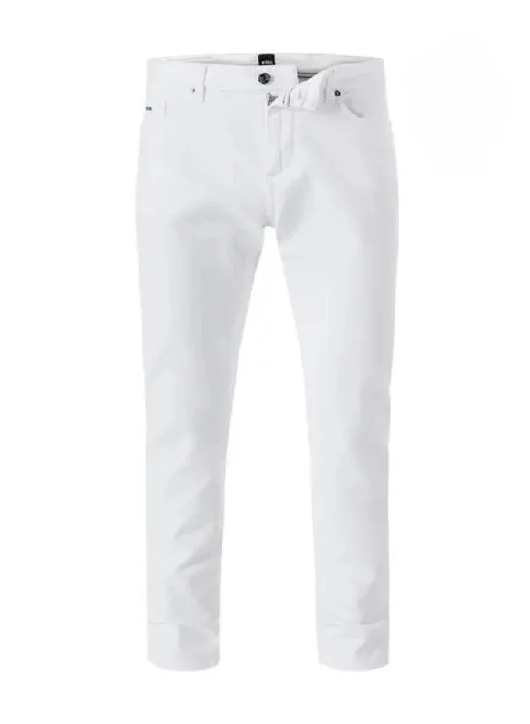 Hugo Boss Men's Cashmere Touch Delaware Denim Jeans, White Sophisticated Men's French