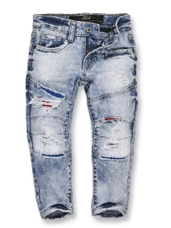 KIDS JORDAN CRAIG GENEVA MOTO DENIM - ICE BLUE Cool Men's Distressed