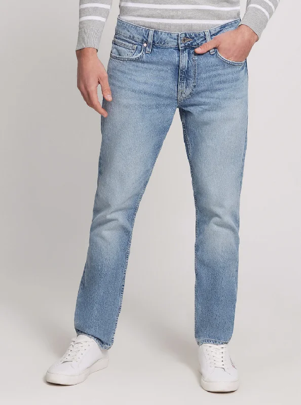 Low Rise Slim Tapered Denim Jeans in Light Wash Tailored