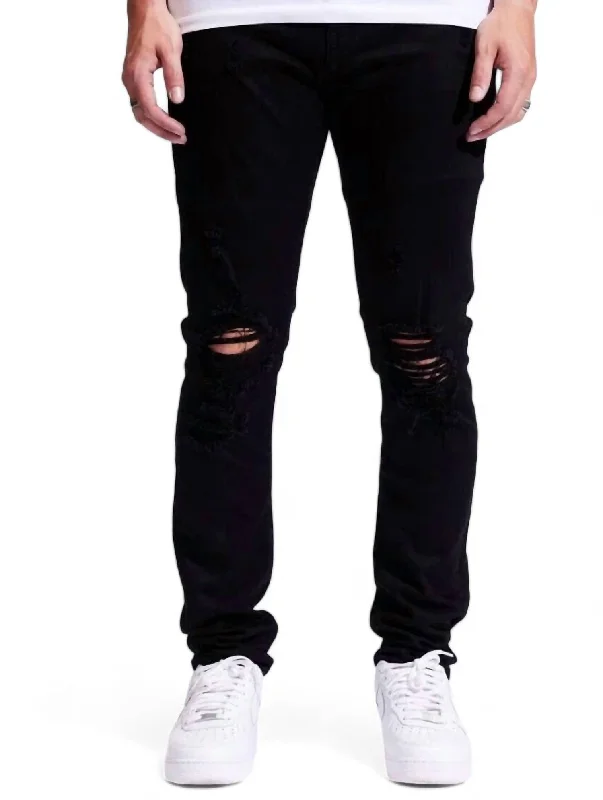 Men's Atlantic Denim Jeans In Jet Black Trendy Men's Oversized