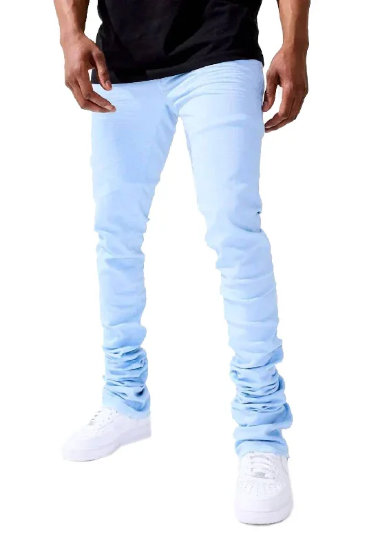 Men's Martin Stacked Kingsbridge Denim Jean In Sky Blue British Gentleman Style