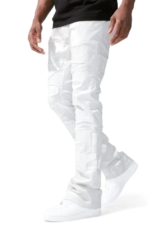 Men's Martin Stacked Python Denim Jean In White Polished Men's Silk