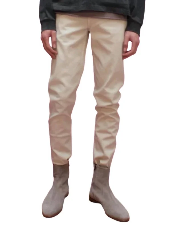 Men's Slim Fit Jeans In Off White Trendy Men's Bucket