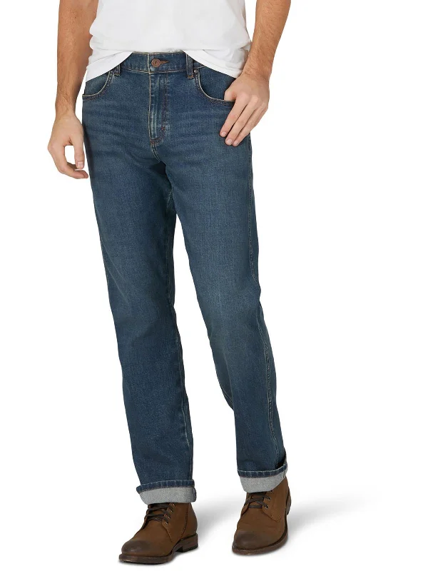 Mens Western Slim Fit Straight Leg Jeans Monochromatic Office Style