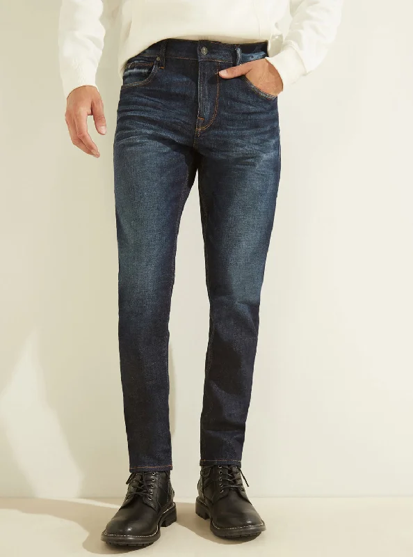 Mid-Rise Athletic Tapered Denim Jean in Nightshade Wash Polished Men's Satin