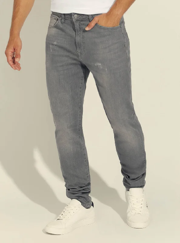 Mid-Rise Slim Tapered Drake Denim Jeans in Grey Supra Wash Modern Men's Geometric