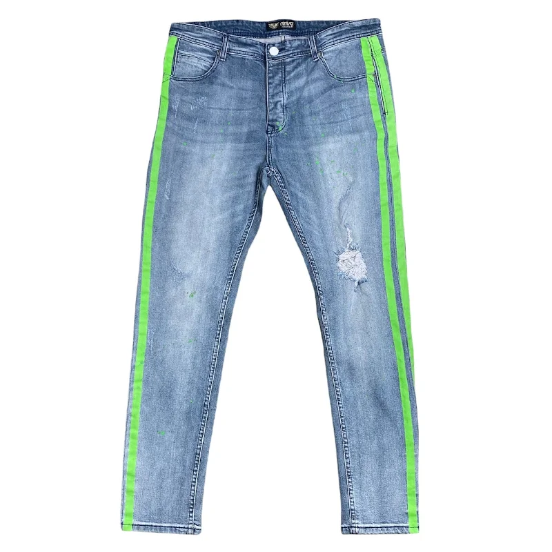 Niniva Rinse Volt Striped Jean (Green) - NIN326 Artistic Men's Hand