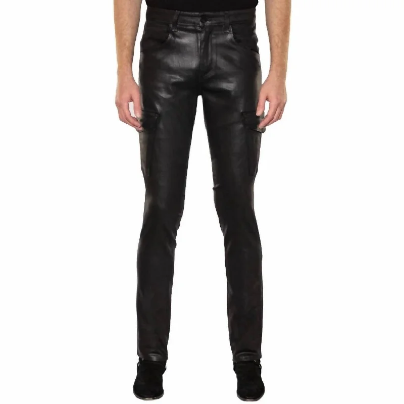 Preston Cargo Jean In Coated Noir Refined Men's Hand