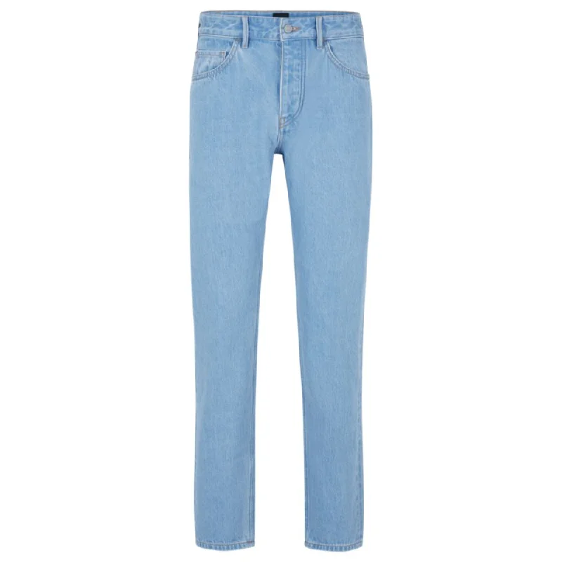 Tapered-fit jeans in blue pure-cotton denim Trendy Men's Scandinavian